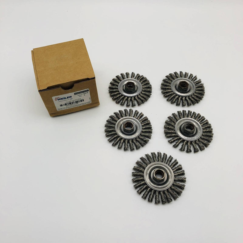 Weiler 13276 Abrasive Wire Wheel 4" Cable Twist .020 SS 5/8-11 AH CTA-4 Pk of 5 8