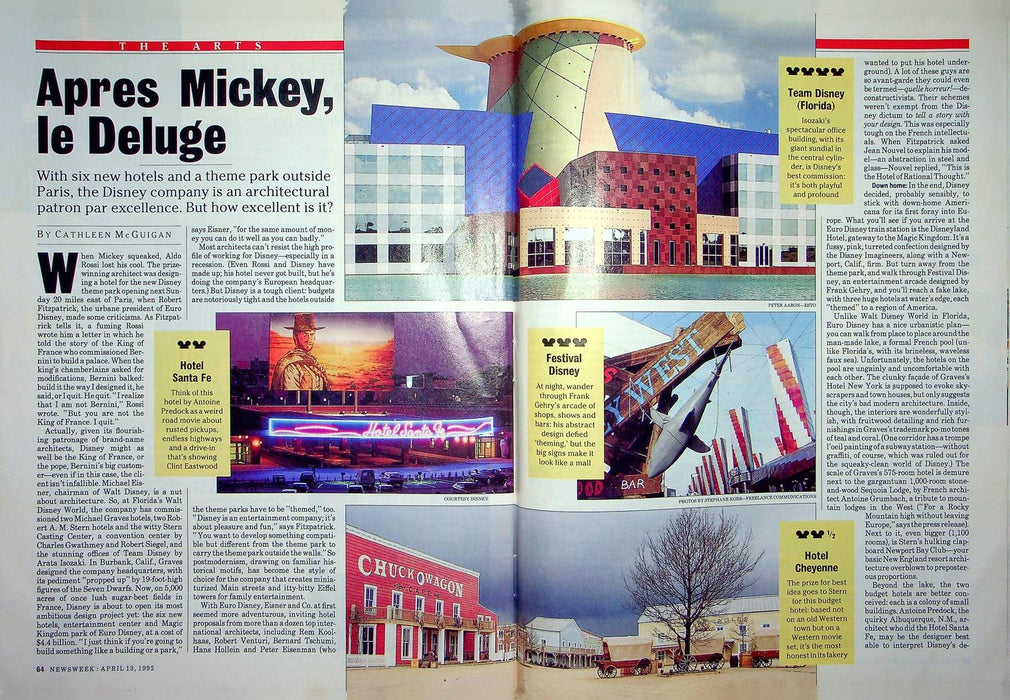 Newsweek Magazine April 13 1992 Euro Walt Disney Opens in Paris Architecture 4