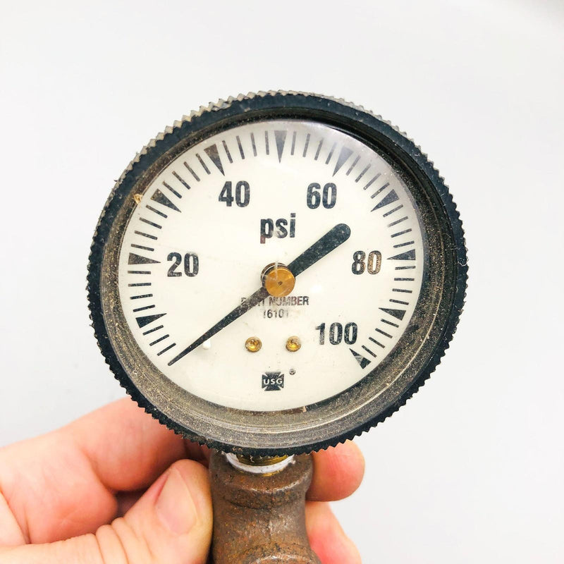 Vintage Air Compressor Gauge USG 100 Lb PSI Pressure Readings With Fittings 6