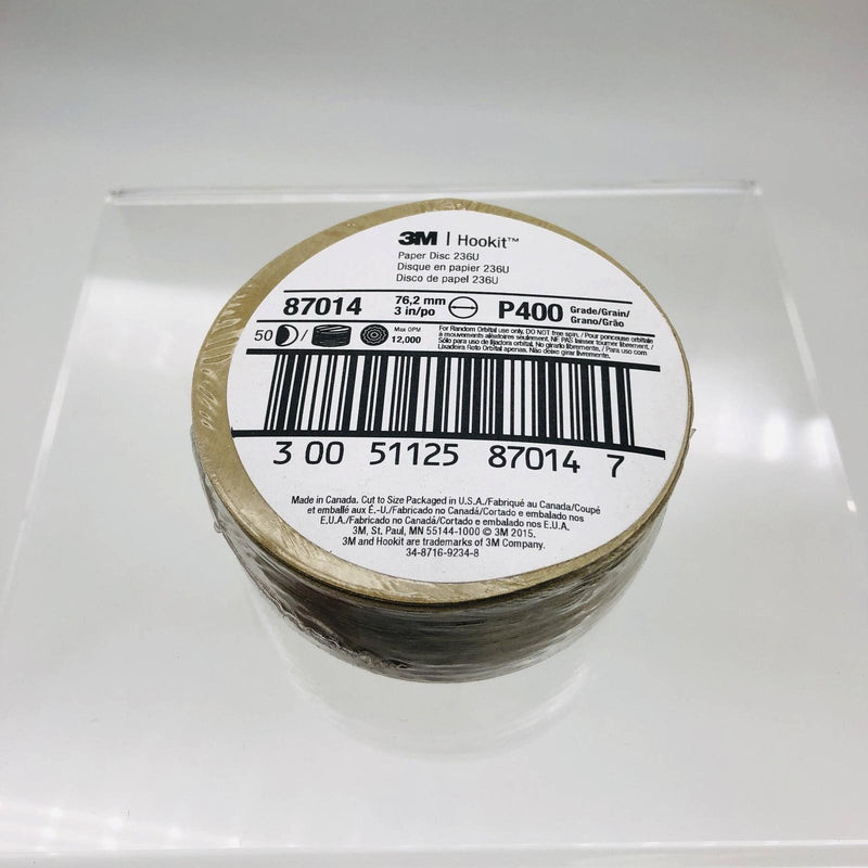 3M 87014 Sanding Disc Paper Hookit Hook Loop 236U 3in X NH P400 C-WT Pack of 50 7