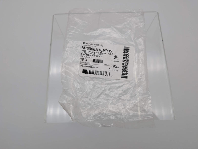 Brad 8R5006A16M005 Micro-Change M12 Receptacle 1/2"-14 NPT 0.5M Len 5 Pole 4