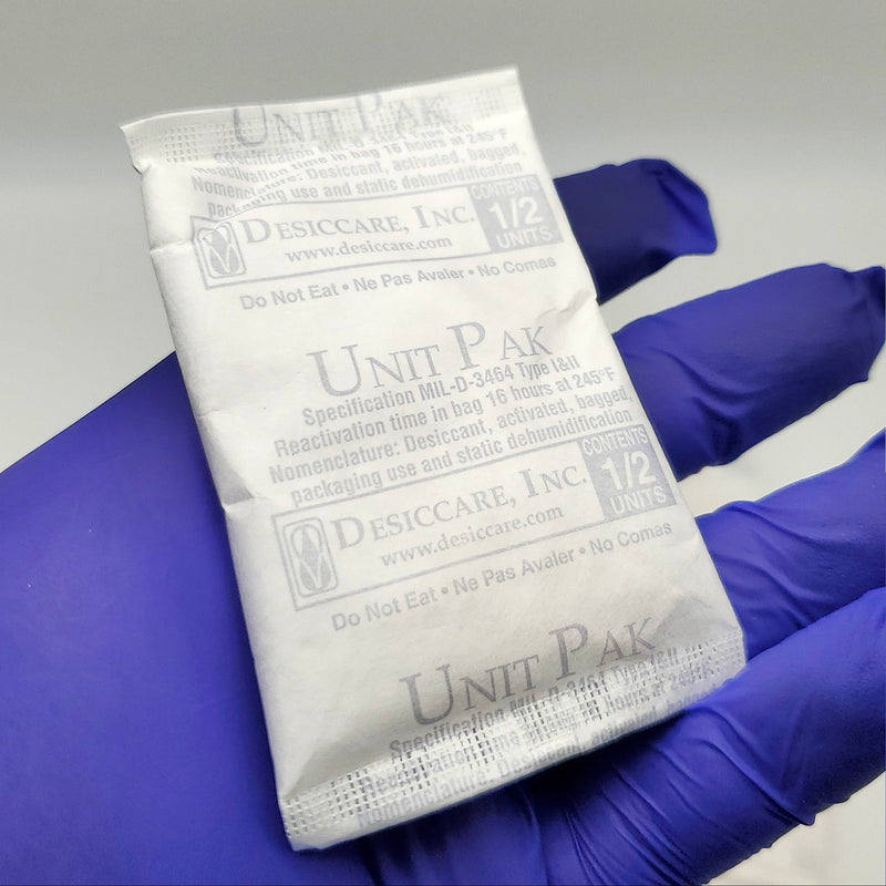 Silica Gel Desiccant 16 Grams 3"x2" Tyvek Food Grade 800 Grams Total 50 Packs