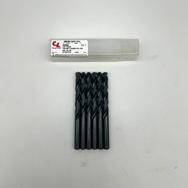 6pk Chicago-Latrobe 45885 Jobber Drill Bit Heavy Duty Black Oxide 150ASP 9.00mm