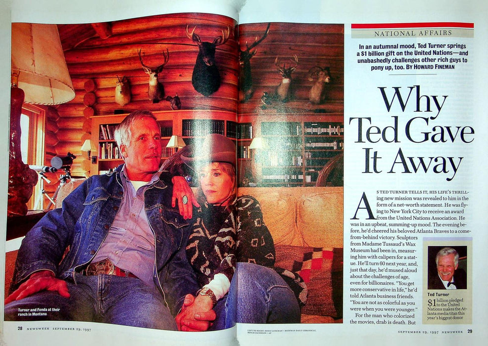 Newsweek Magazine September 29 1997 Ted Turner Billionaire Media Donation UN 4