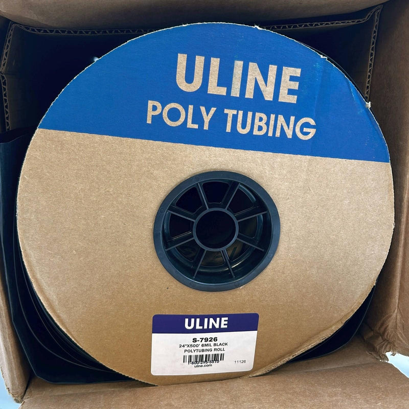 Uline S-7926 Black Poly Tubing Roll 6 Mil 24" x 500' LDPE Non-Vacuum 1 Roll 1