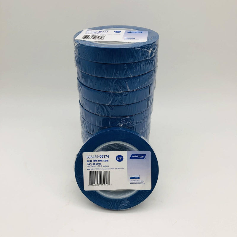 Norton 6174 Fine Line Masking Tape Blue 3/4in x 36 yds 63642506174 12 Rolls 8