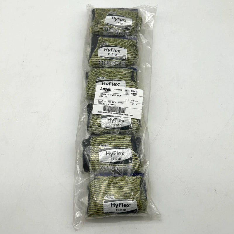 Ansell Hyflex 11510 Cut Resistant Gloves Size 6 Extra Small XS Nitrile 6 Pairs