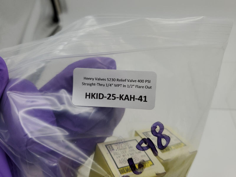 Henry Valves 5230 Relief Valve 400 PSI Straight-Thru 1/4" MPT In 1/2" Flare Out 8