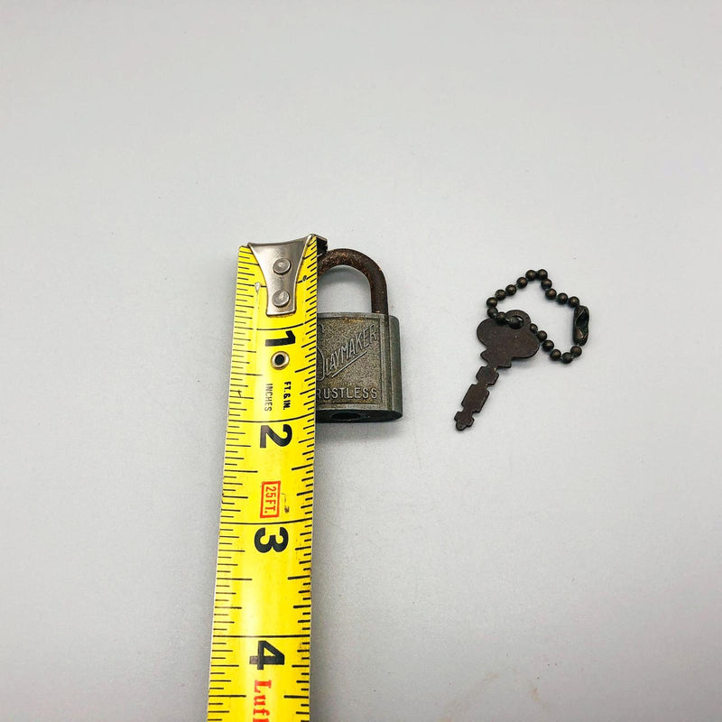 Vintage Slaymaker Padlock Lock and Key Rustless Steampunk Art Deco USA Made Work 9