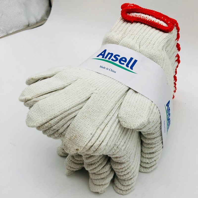 Ansell MultiKnit 76-400 Heavyweight Polycotton Gloves Size 7 Small White 12 Prs 1