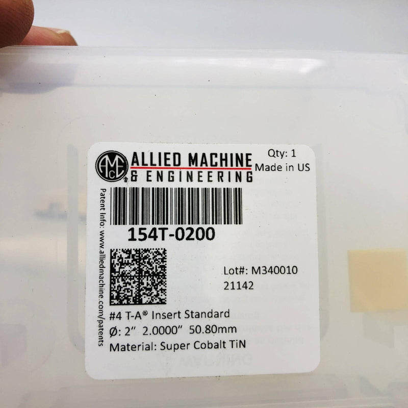 Allied Machine 154T-0200 Spade Drill Insert 4 Series T-A Std Super Cobalt TiN 2