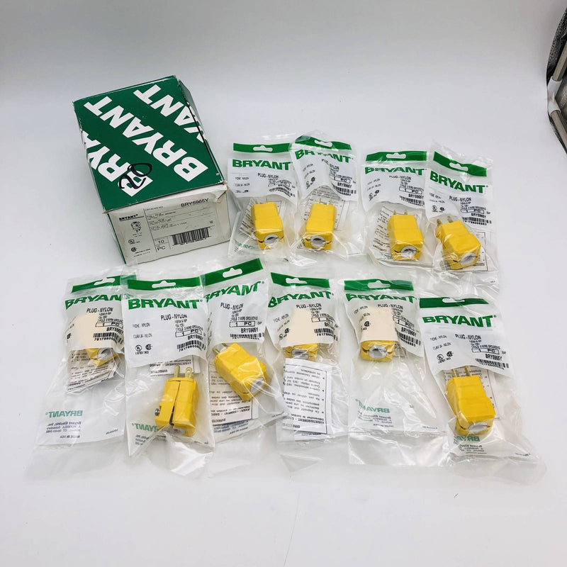 Bryant BRY5965Y Nylon Plug Nema 5-15P 15A 125V 2 Pole 3 Wire Grounding Box of 10 7