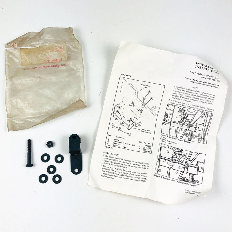 Simplicity 1685383 Foot Pedal Vibration Kit for Hydrostatic Tractors 1988 1