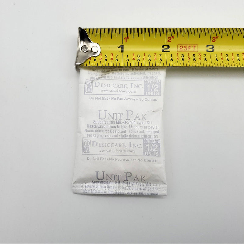 Silica Gel Desiccant 16 Grams 3"x2" Tyvek Food Grade 800 Grams Total 50 Packs