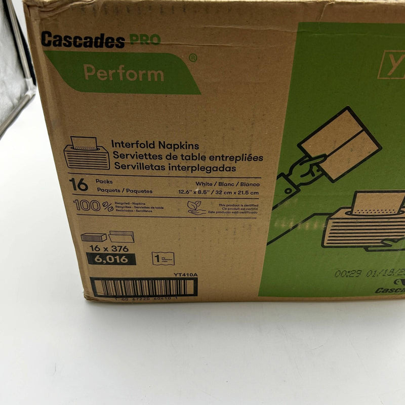 Cascades Pro Perform T410 White Napkin Interfold 1-Ply Recycled 14pks/PartiCase 4