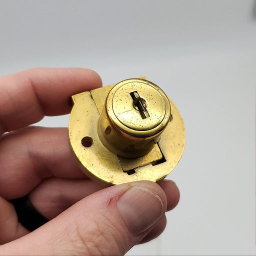 Illinois Cabinet Lock Dead Bolt 3/4"L x 7/8" Cyl D5045 Brass Keyed Different 2