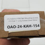 25x Ademco #562 Bell Mounting Screws #10 Size 1" Long Slotted Sheet Metal 3