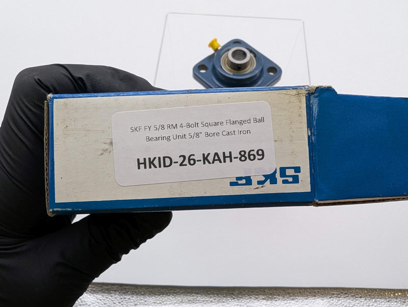 SKF FY 5/8 RM 4-Bolt Square Flanged Ball Bearing Unit 5/8" Bore Cast Iron