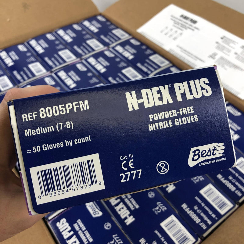 Showa 8005PFM N-DEX Plus Disposable Nitrile Glove 7-8 Medium Powder Free 1000pcs 7