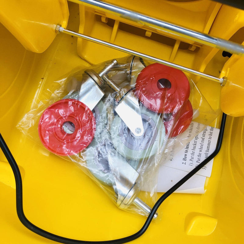 Magnolia 455-6035-3 Plastic Mop Bucket on Wheels W/ Wringer 26-35QT Yellow 4