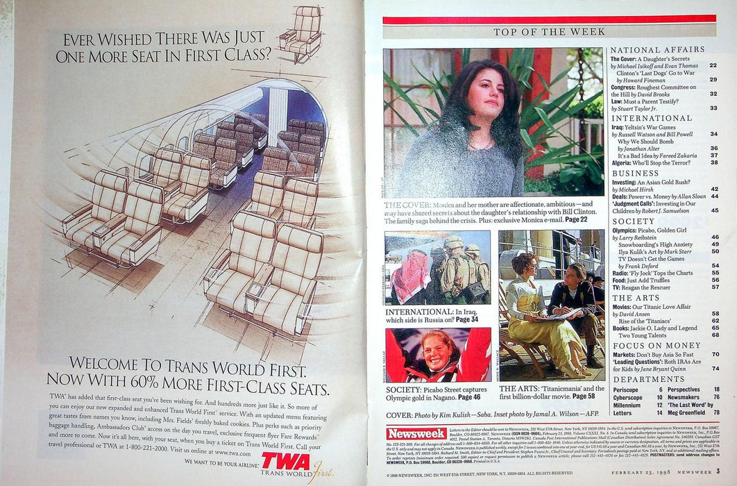 Newsweek Magazine March 23 1998 Monica Lewinsky Clinton Starr Titanic Debut 3