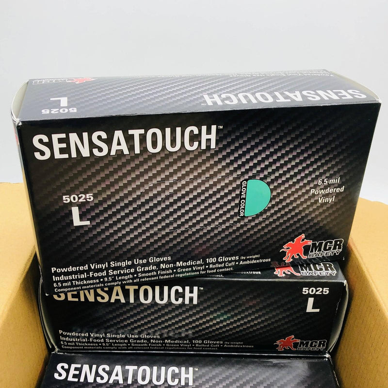 MCR Safety 5025 Disposable Glove Large Powdered Vinyl 9.5" L 6.5Mil 400 Gloves 3