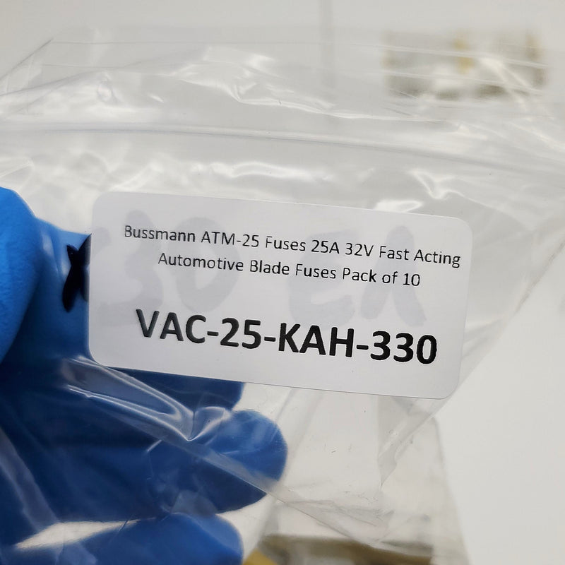 Bussmann ATM-25 Fuses 25A 32V Fast Acting Automotive Blade Fuses Pack of 10 3