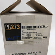 Merit 62927 Disc Rolls 5" Anti Load Paper PSA PB273 P180 Grit 4 Rolls/400 Discs 2