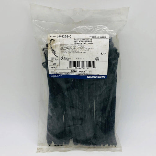 Thomas & Betts L-8-120-0-C Cable Ties 8" Length UV Resistant Black Nylon 100pk 1