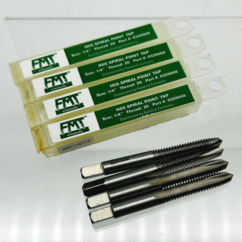 FMT Standard 0326668 Spiral Point Tap 1/4"-20 HSS 2 Flute Bright Finish Lot of 4