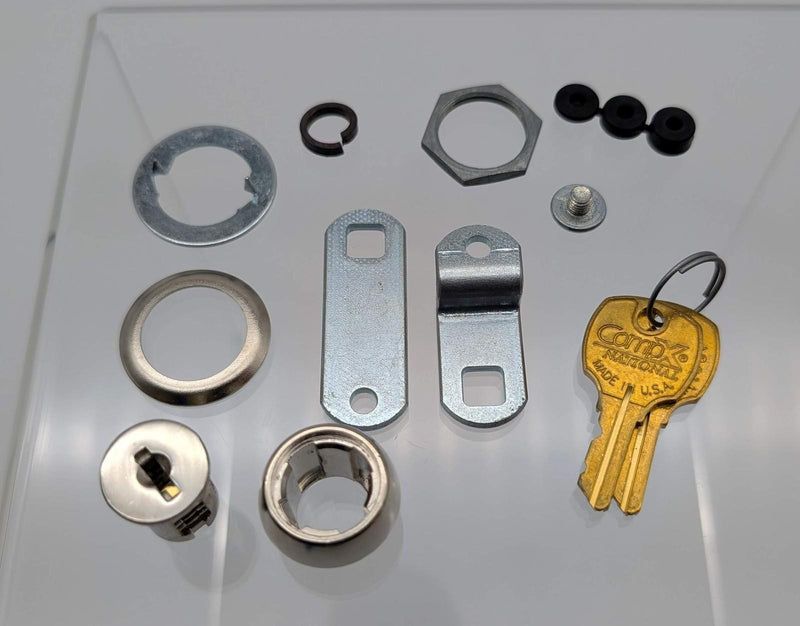 CompX C8051 Cam Lock 7/16" L 3/4" D Bright Nickel Keyed Alike Overlay / Flush 1