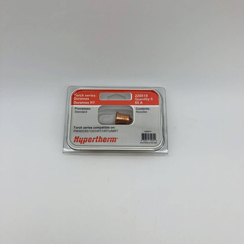 Hypertherm 220819 Torch Nozzle Plasma Cutting for Duramax RT 65A Standard 5pk 7