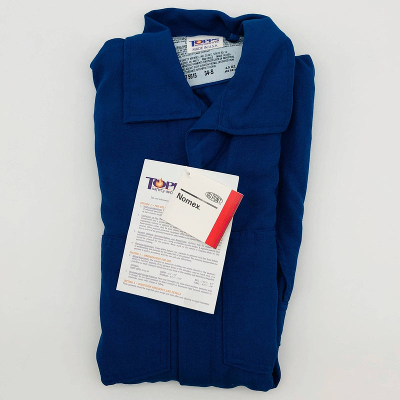 Topps CO075515 Coveralls Flame Resistant 34-S Nomex IIIA 4.5oz Royal Blue NWT 1