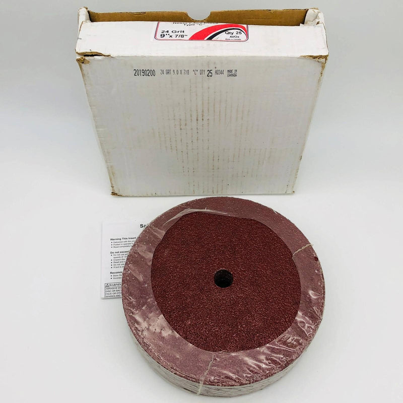Resin Fibre Discs Type C 9" x 7/8" 24 Grit AL/Ox Abrasives South 02678 25pk 1