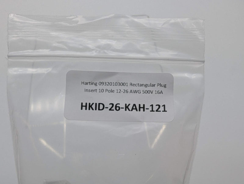Harting 09320103001 Rectangular Plug Insert 10 Pole 12-26 AWG 500V 16A 7