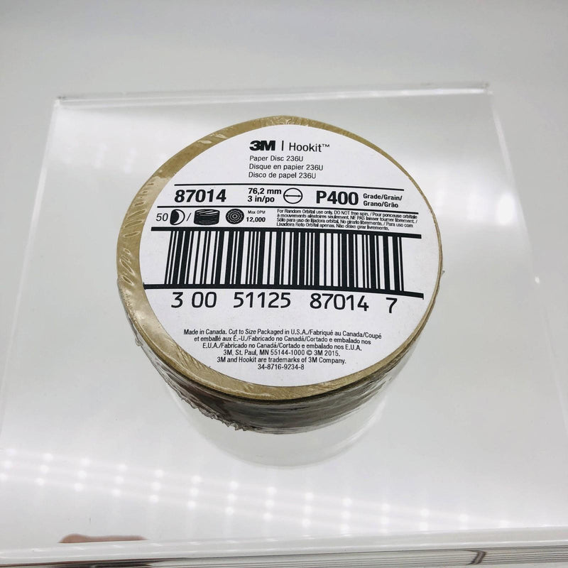 3M 87014 Sanding Disc Paper Hookit Hook Loop 236U 3in X NH P400 C-WT Pack of 50 9