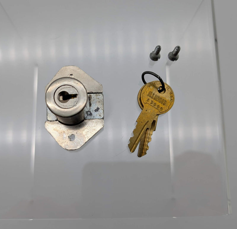 Illinois Cabinet Lock Bright Nickel 7/8" D .925" Len Deadbolt Style Keyed Diff