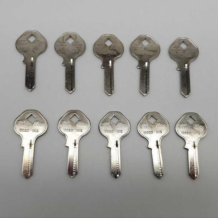 10x Ilco 1092D / M12 Key Blanks For Master Lock 150K Nickel Plate Over Brass NOS 3