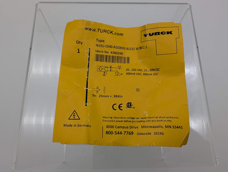 Turck NI25U-CK40-ADZ30X2-B1131 W/BS2.1 Inductive Proximity Sensor 25mm Range