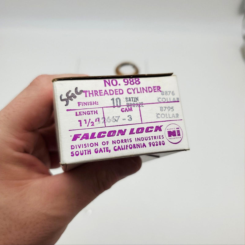 Falcon Mortise Cylinder SFIC 1-1/2" Length Satin Bronze # 988 6 Pin 12667 Cam 6