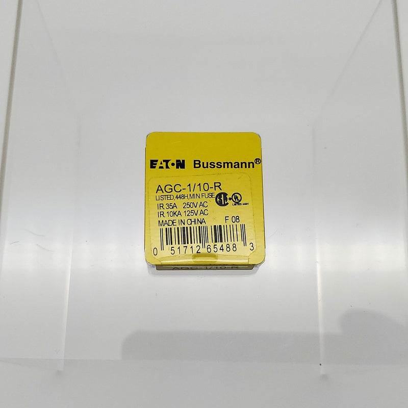 Bussmann AGC-1/10-R Fuses 0.10A 250V Fast Acting Glass Pack of 5 1