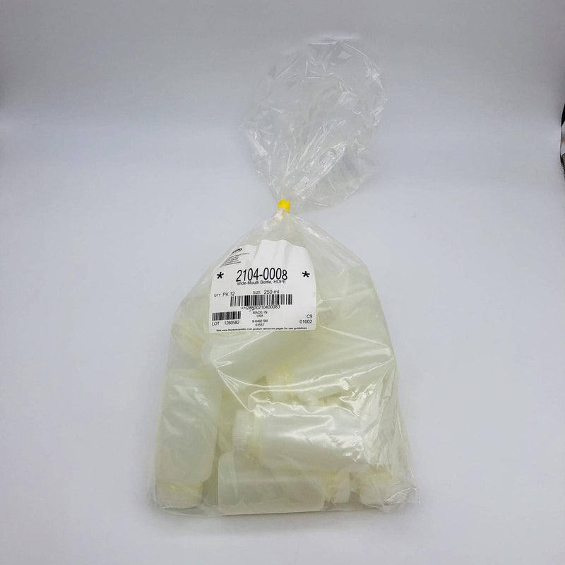 Thermo 2104-0008 Nalgene Bottles Wide-Mouth HDPE 250ml/8oz W Lid Closures 12pk 7