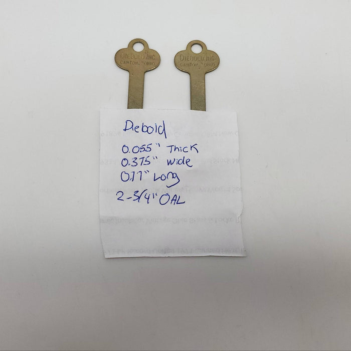 2x Diebold Flat Steel Key Blanks 0.055" T x 0.375" W Safe Deposit Box 4