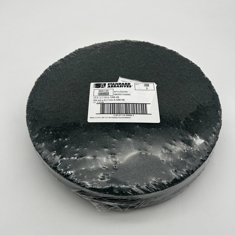 3M Standard Abrasives 869126 Buff and Blend HS Disc 12in x 1-1/4 Course CRS 5PK