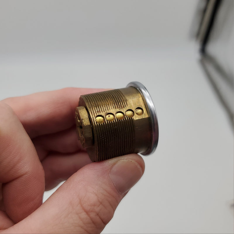 Falcon Mortise Cylinder 1" Length Satin Chrome #984 E Keyway 5 Pin 8876 Collar 5