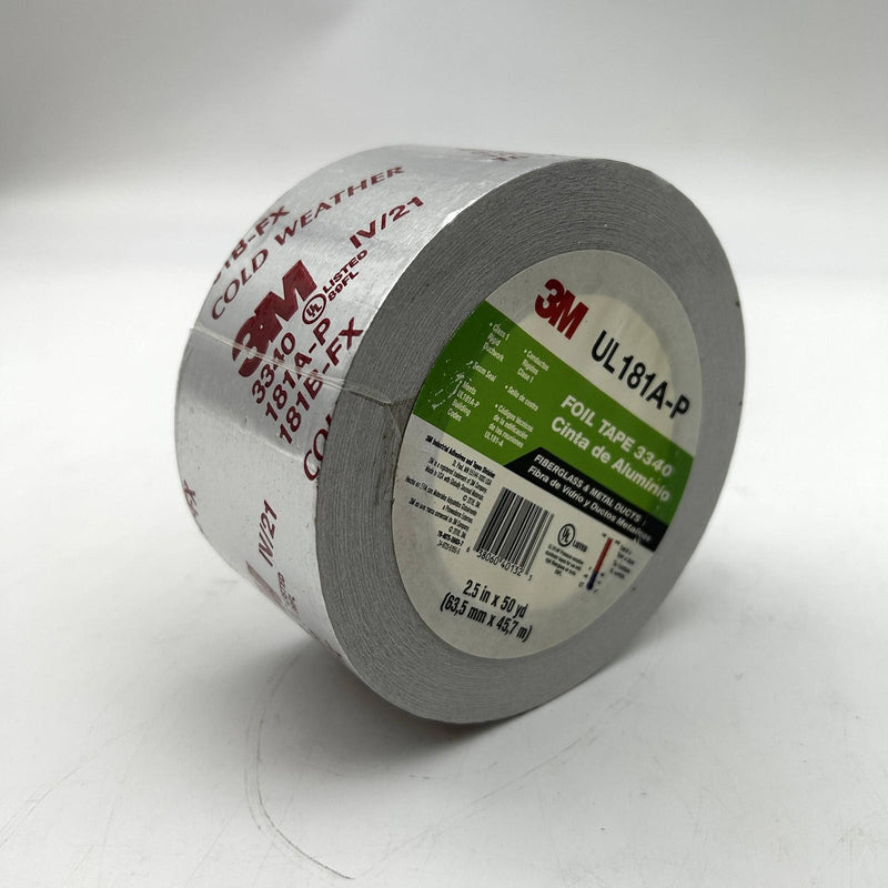 3M Aluminum Foil Tape 3340 2.5" x 50 yd 4.0 mil Silver HVAC Sealing and Patching 9