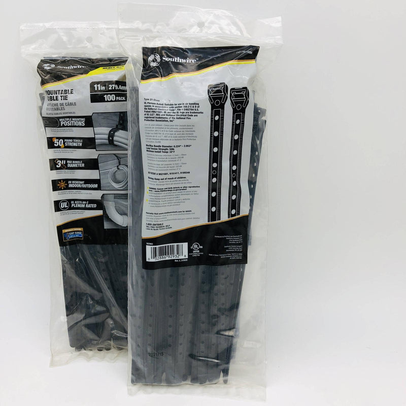 Southwire 58298340 Mountable Cable Tie 11" Lg 50lb 3" Max Dia UV Resistant 300pk 2