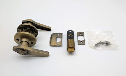 Kwikset Privacy Lock Lever Grecian Design Antique Brass 2-3/8" to 2-3/4" Backset 1