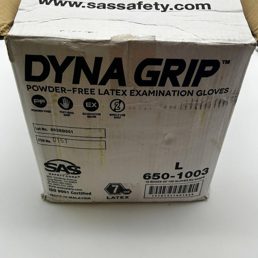 Dyna Grip 650-1003 Disposable Gloves Sz Large 7 Mil Powder Free Latex 1000/Case 2