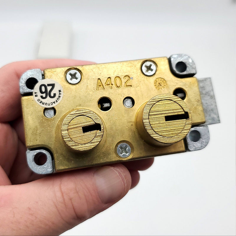 Ilco Safe Deposit Box Lock A402 LH Left Hand Satin Brass 3 Keys A402100-04-41LH